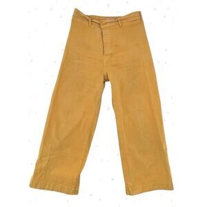 Jesse Kamm Sailor Pant Caribbean Gold High Rise Button Fly Canvas Size 14 FLAWS
